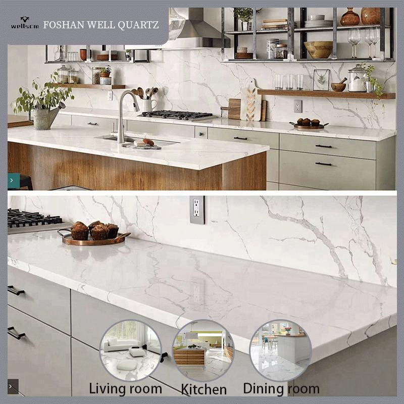 China Supplier CE New Quartz Stone Solid Surface Quartz for Kitchen Countertop or Bar Counter High Quality Building Quartz Material Mesa De Cuarzo Quartz