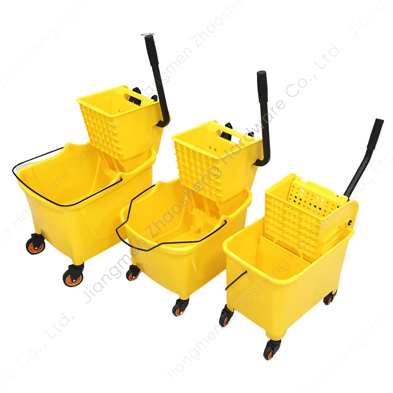 Yellow Commercial Industrial Cleaning Mop Bucket Squeezer with Wringer & Wheels