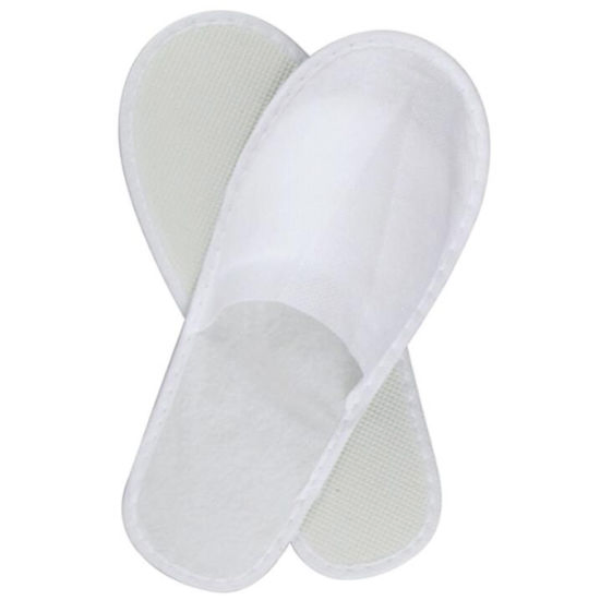 5 Star Hotel 100% Polyester Velour Disposable Hotel White Slipper Custom Logo Closed Toe Luxury SPA Airline Use