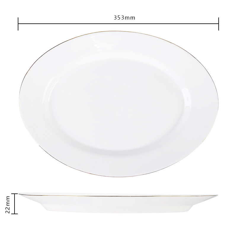 Opal Glassware Dining Plate with Elegant Gold Rims