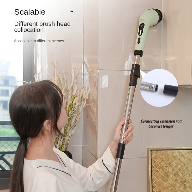 Retractable and Replaceable Brush Head Household Kitchen Bathroom Handheld Electric Cleaning Brush