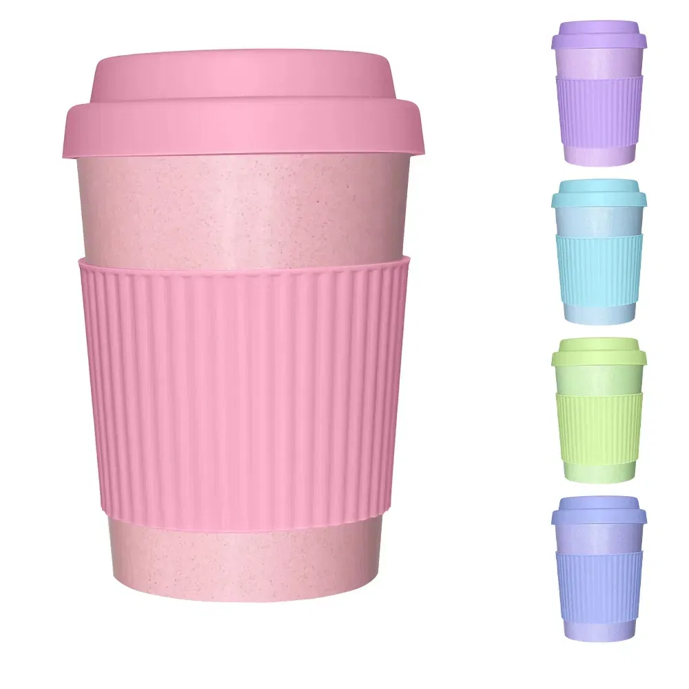 12oz Travel Coffee Cups Tumbler Mug to Go with Silicone Lid Reusable Bamboo Fiber Coffee Mug for Hot and Iced Cold Drinks
