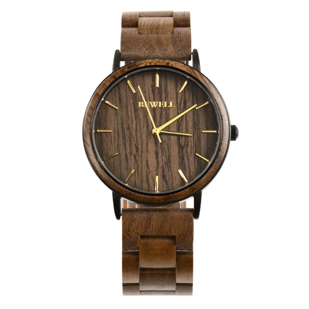 2021 New Arrivals Bewell Wood Watch Metal Case Men Minimalist Watches Wholesales