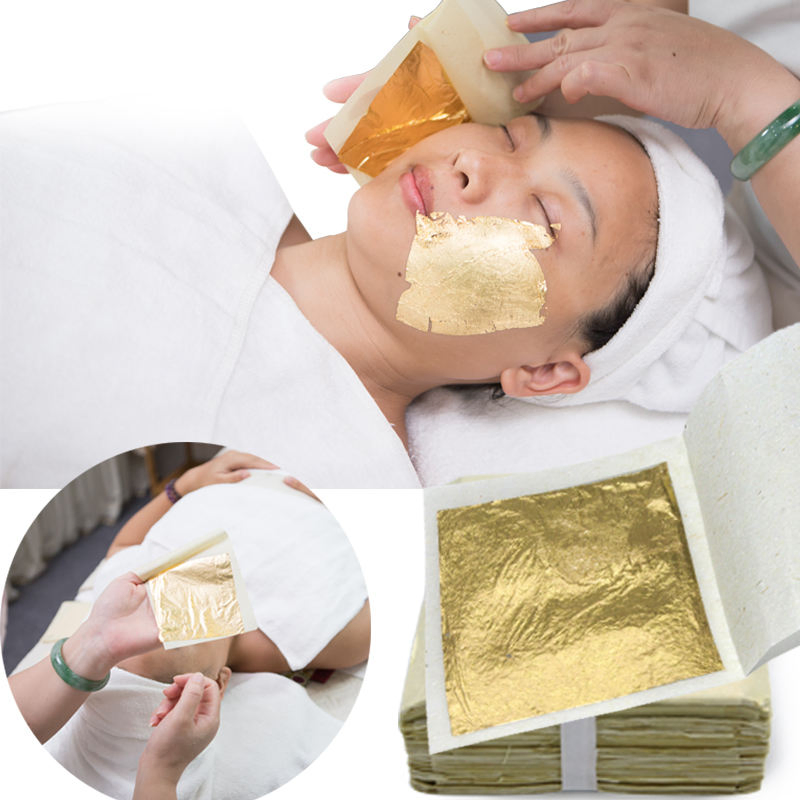 24K Gold Leaf Sheet Manufacturer 4.33X4.33cm Gold Foil for Beauty Skin Face