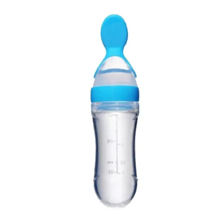 Bottle Feeder Baby Silicone Rice Cereal Fruit Feeders Squeeze Baby Spoon Feeder