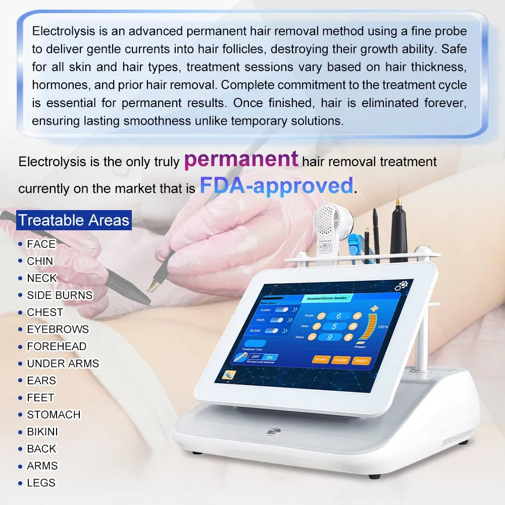 Clinic Salon SPA Body Face Galvanic Mole Pigment Removal 5 in 1 Needle*100 Professional Electrolysis Machine for Hair Removal