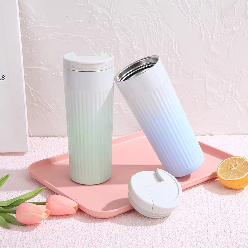 500ml Gradient Portable Vacuum Insulation Tumbler Cups Stainless Steel Coffee Mug