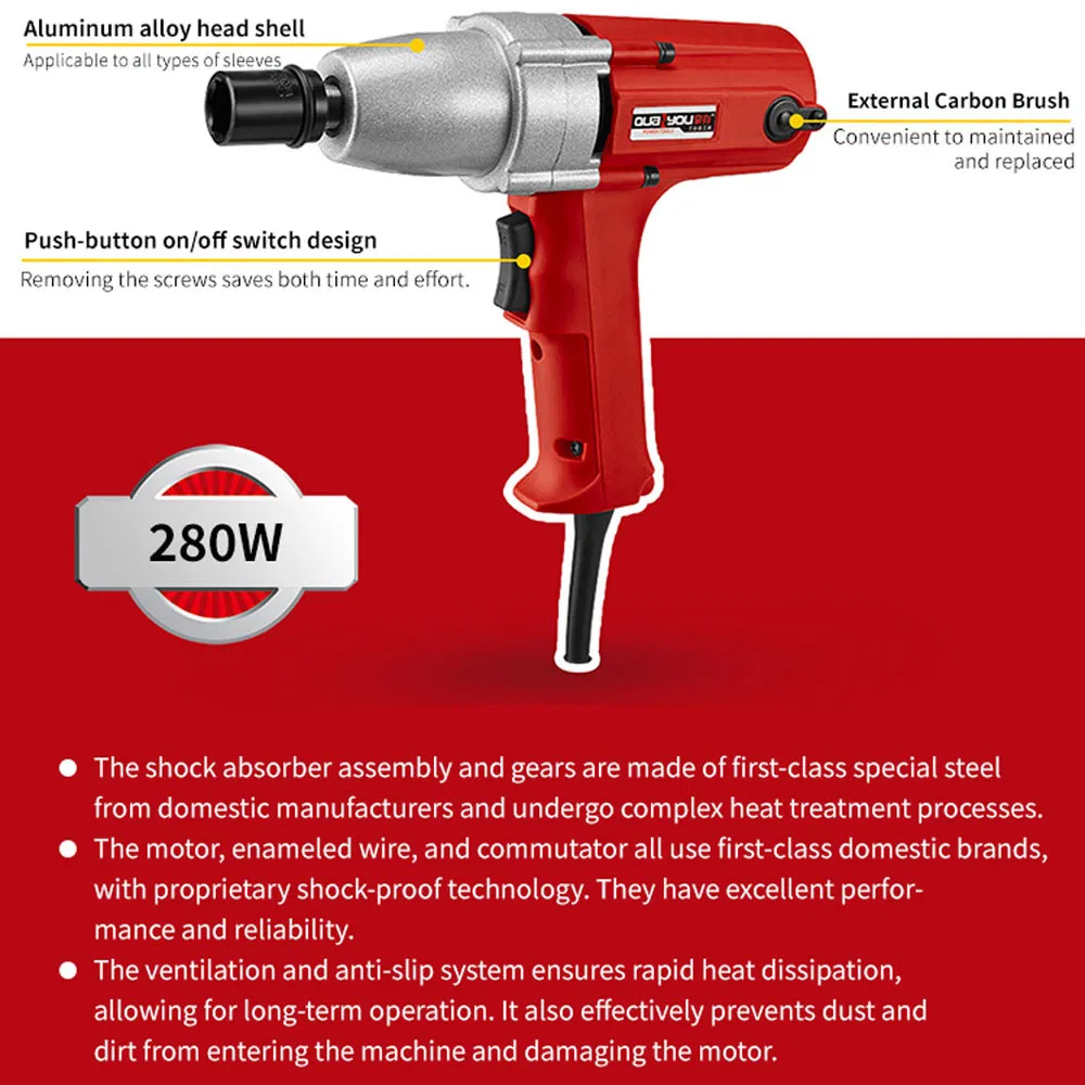 Qy-6012c 280W 220n. M Mini Portable Electric Torque Wrench