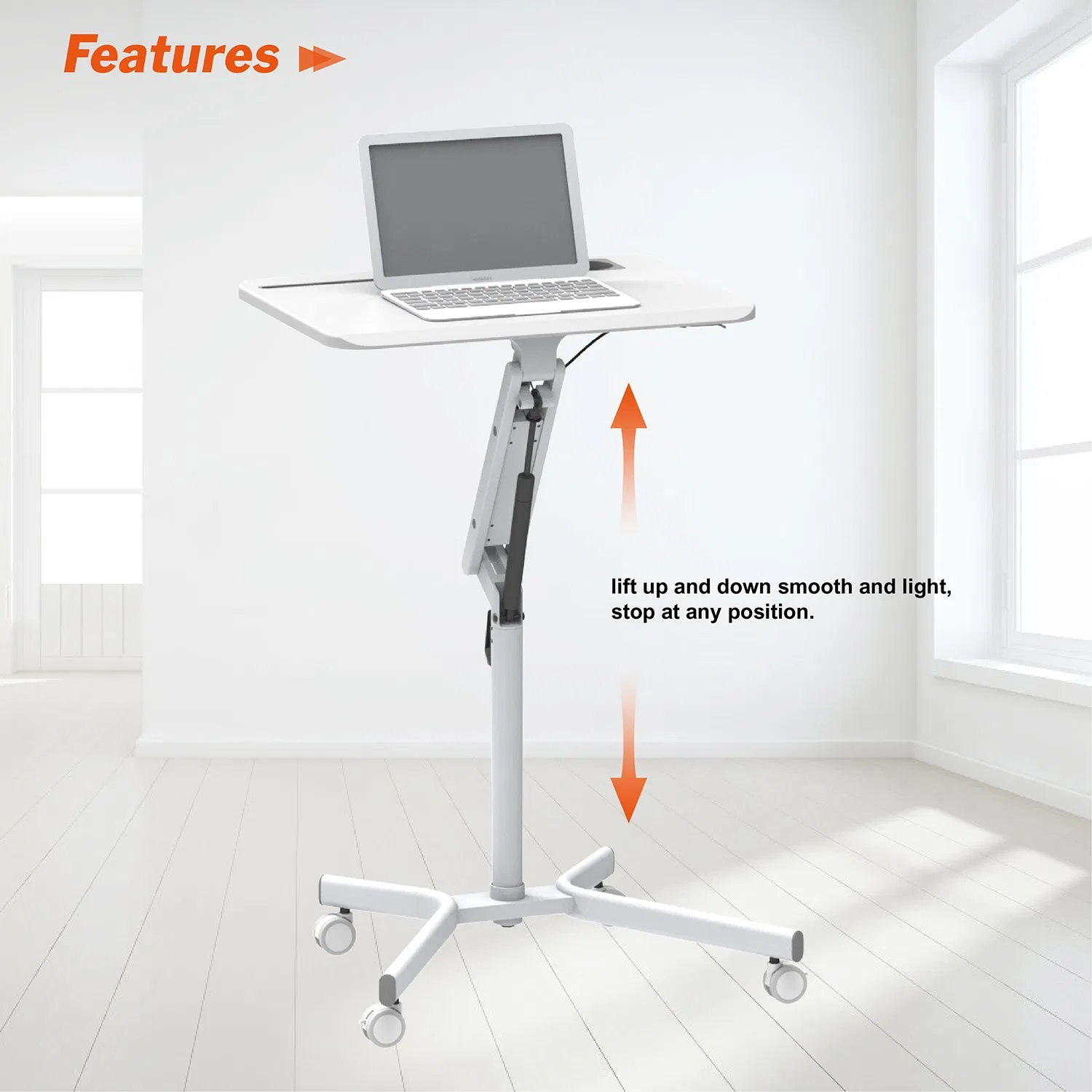 Best Selling Gas Spring Adjustable Laptop Cart for Office