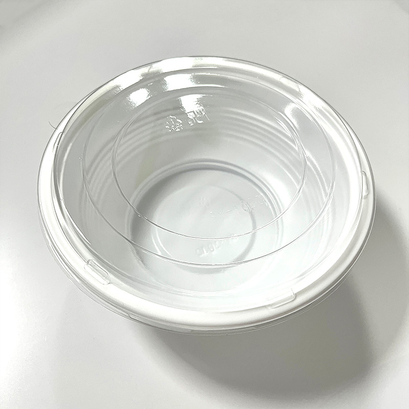 Stackable Microwave Safe White PP Food Bowl Clear Lid Blister Packaging
