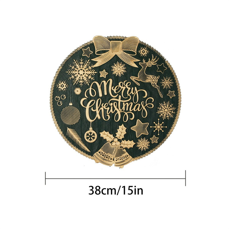 Home Christmas PVC Round Placemats Bow-Accented Waterproof Heat-Resistant Sublimation Table Mats