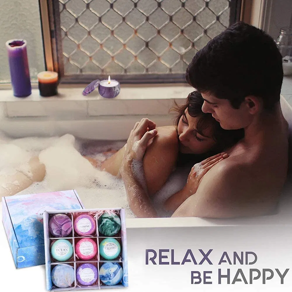 Fragrance Large Bubble Bath Bombs Essential Oil with Scented Candles Set Bubble Bath Bombs Set