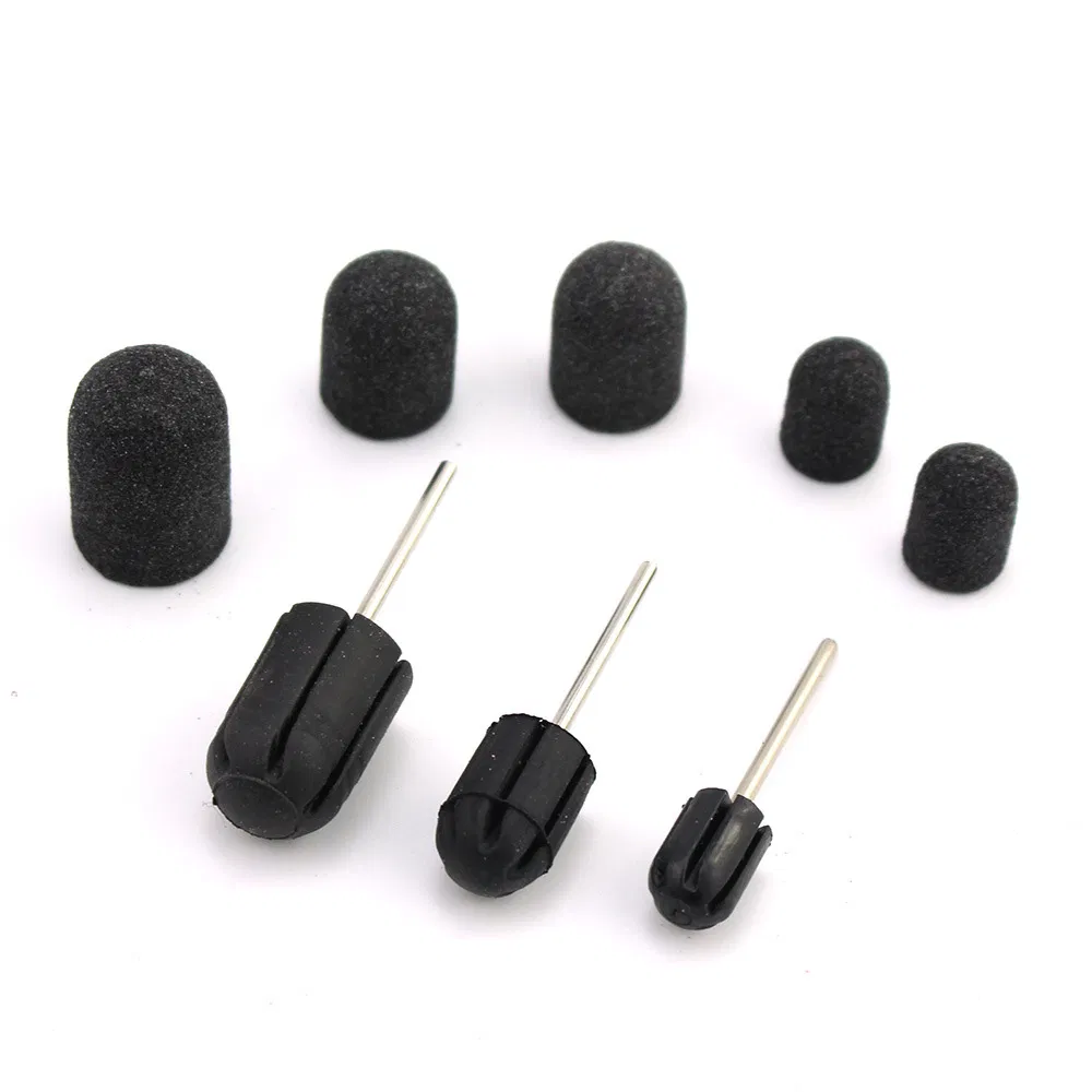 Diamond Manicure Art Set Supplies Sanding Cap Holder Rubber Pedicure Nail Drill Bits Kit