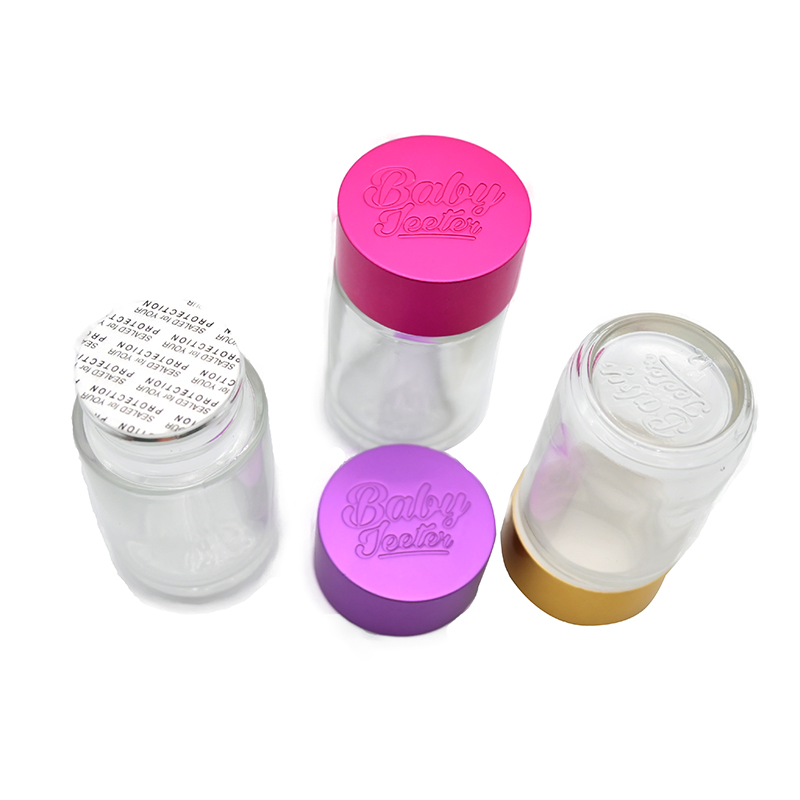 Custom Design Logo Baby Infused Glass Jar 5 Pack Pre Packaging Baby Proof Glass Bottle Packaging Container Jar and Lip Pre Roll Paper Printing