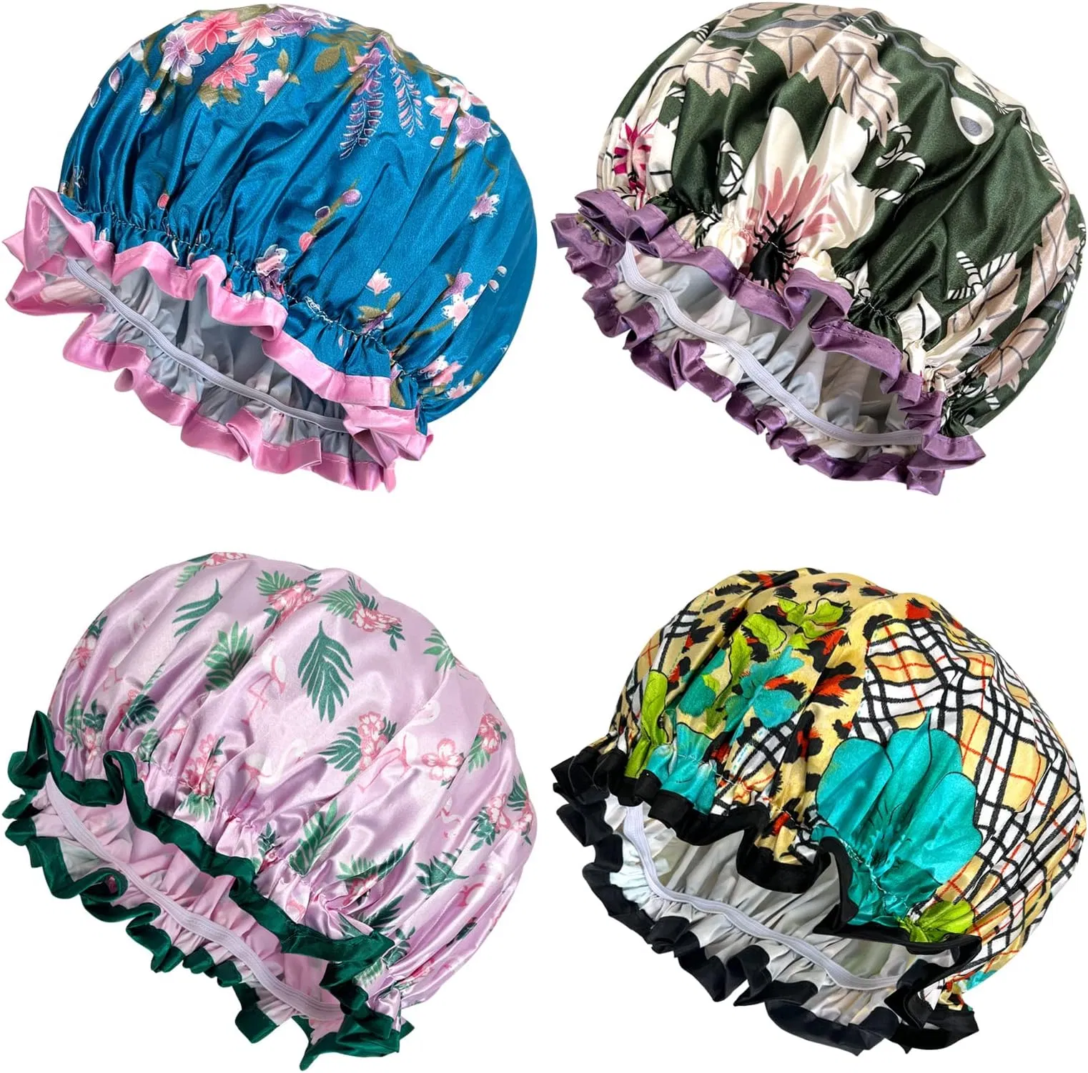Waterproof Shower Cap Satin Reusable Bath Cap