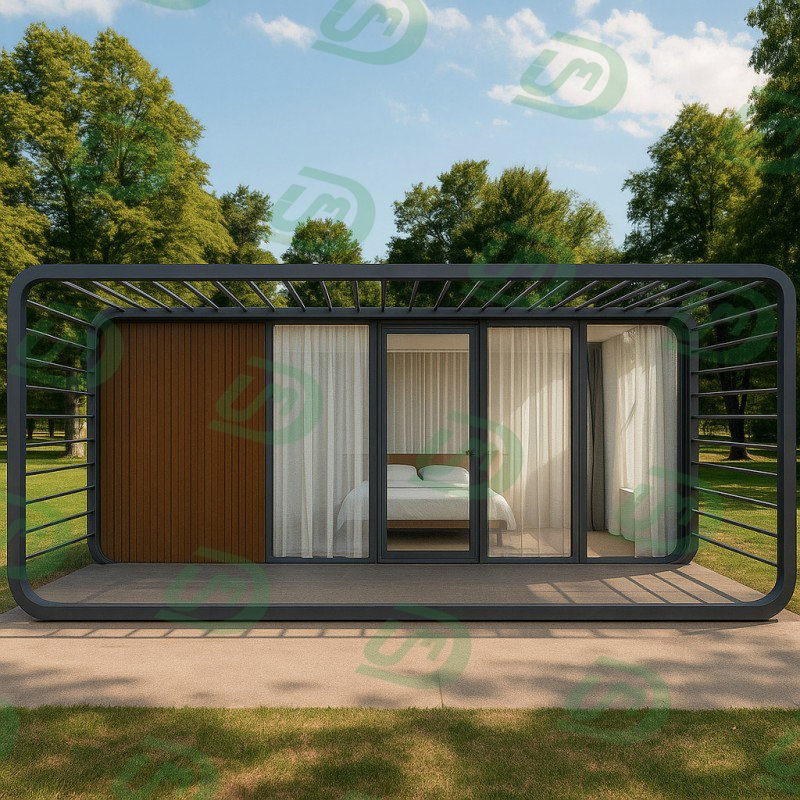 Apple Houses One Bedroom Kitchen and Bathroom Capsule Cabin Camp Pod House