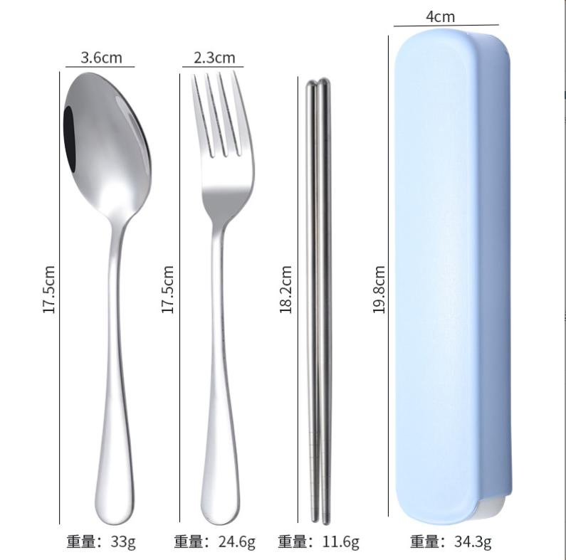 Wholesale Three Colors 304 Stainless Steel Portable Travel Camping Cutlery Set for Gift