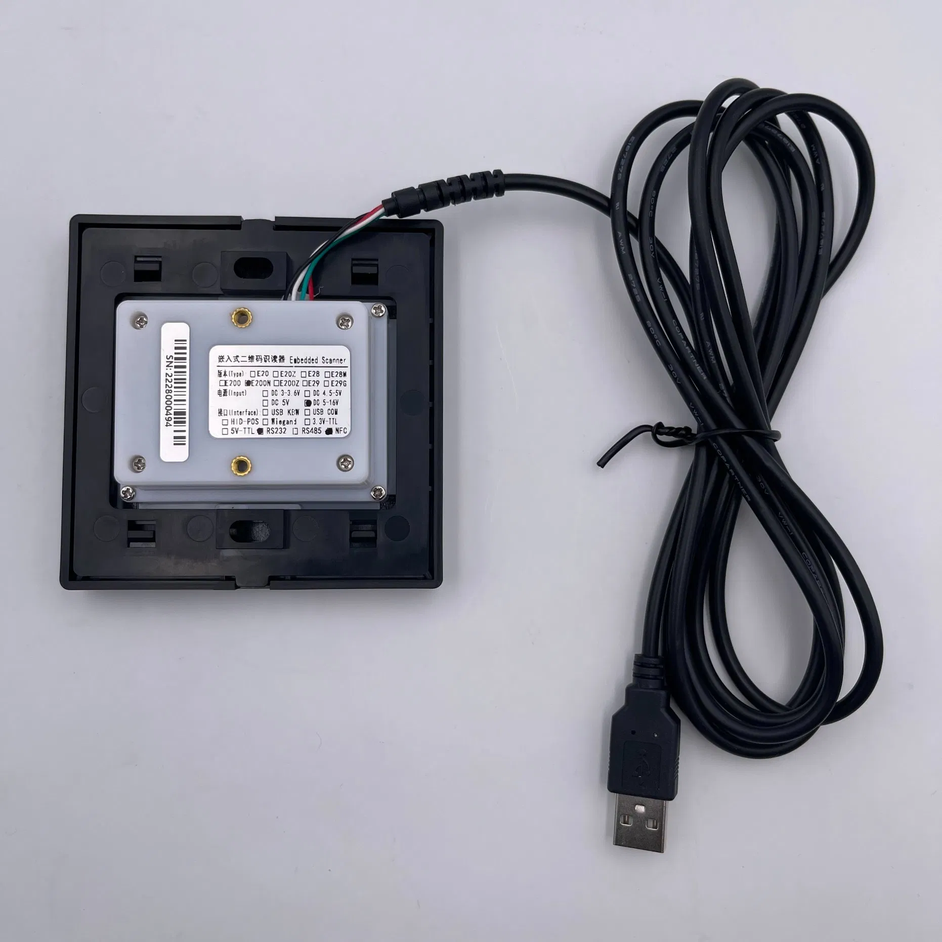 Outdoor Qr Reader Support ISO/IEC 14443 a/B 13.56MHz NFC Card USB Uart Serial Port Embedded Barcode Scanner Use in Acess Control