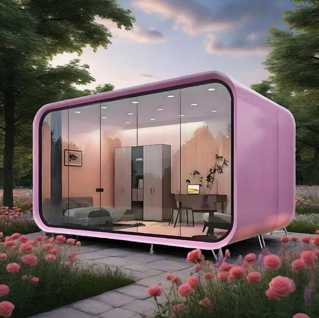 Modern Mobile Modular Prefab/Prefabricated Steel Structure Space Apple Cabin
