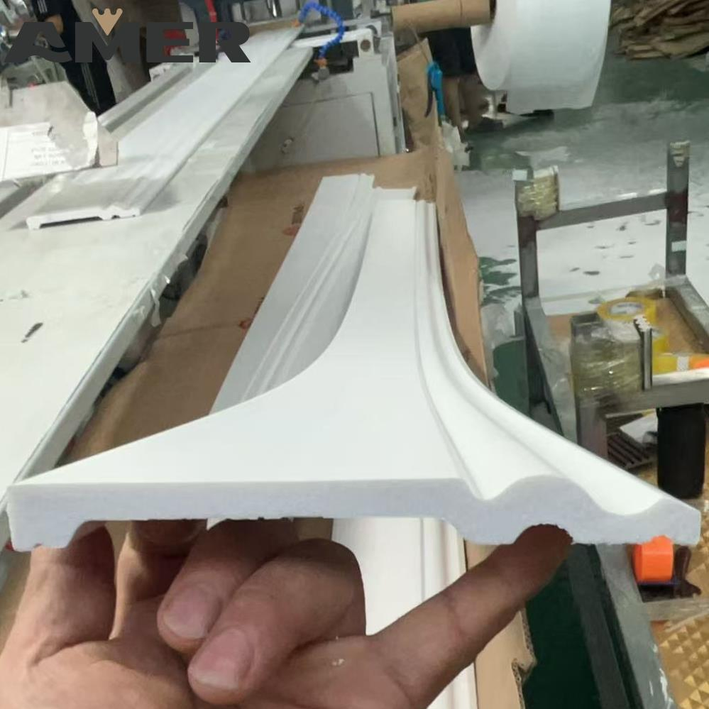 Home Decorative Flooring White PS Waterproof Easy Install Baseboard Skirting Board