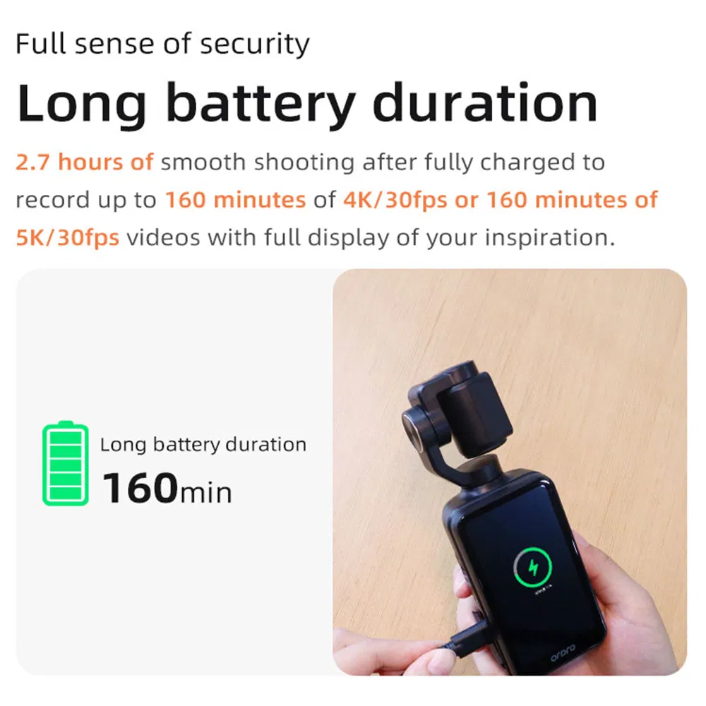 Ordro M5 3 Axis Stabilizer Gimbal 3.5 Inch Rotating Screen Camcorder HD DV Travel Pocket Camera