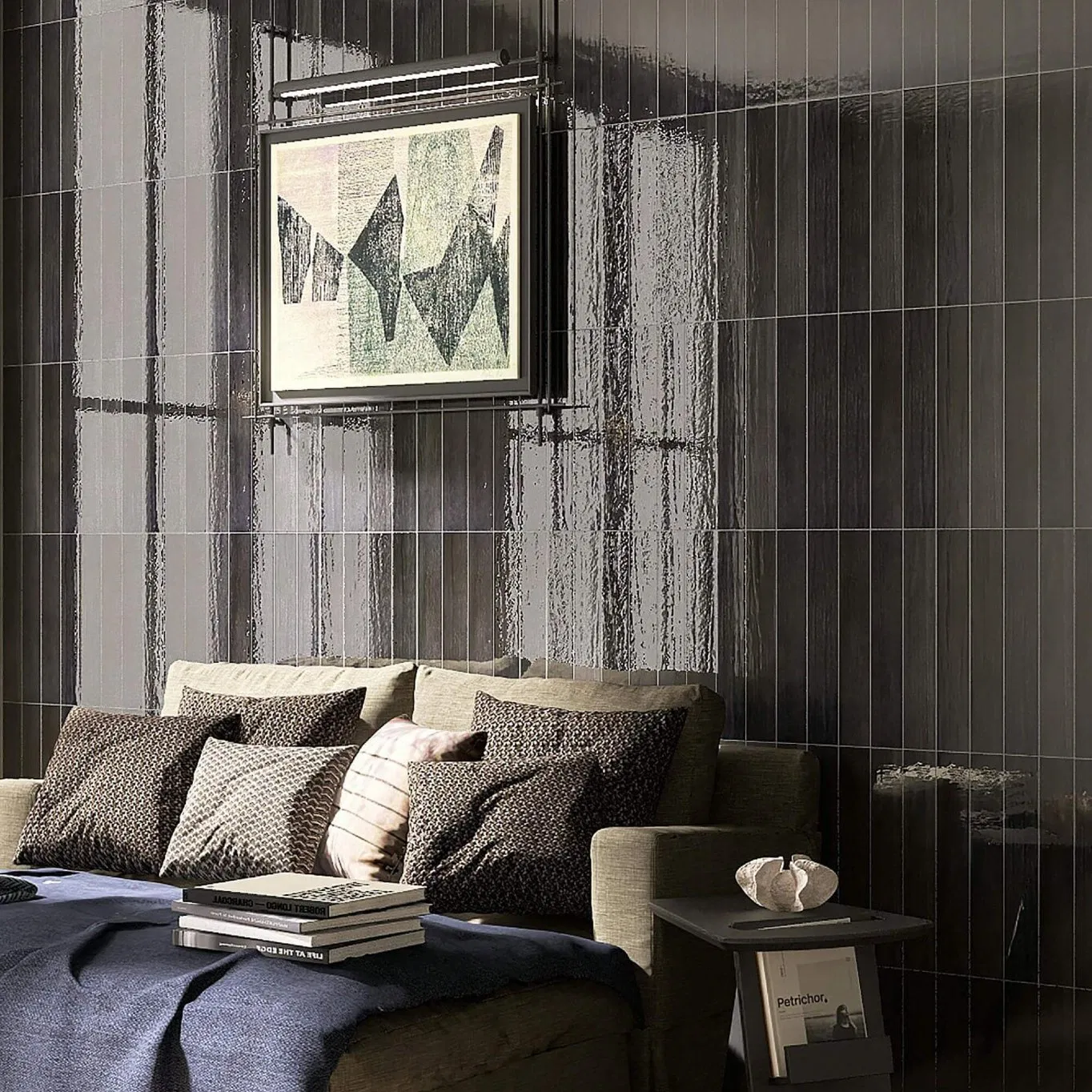 Dark Green Handmade Glazed Ceramic Tiles Rustic Tiles 60X200mm for Wall Decoration