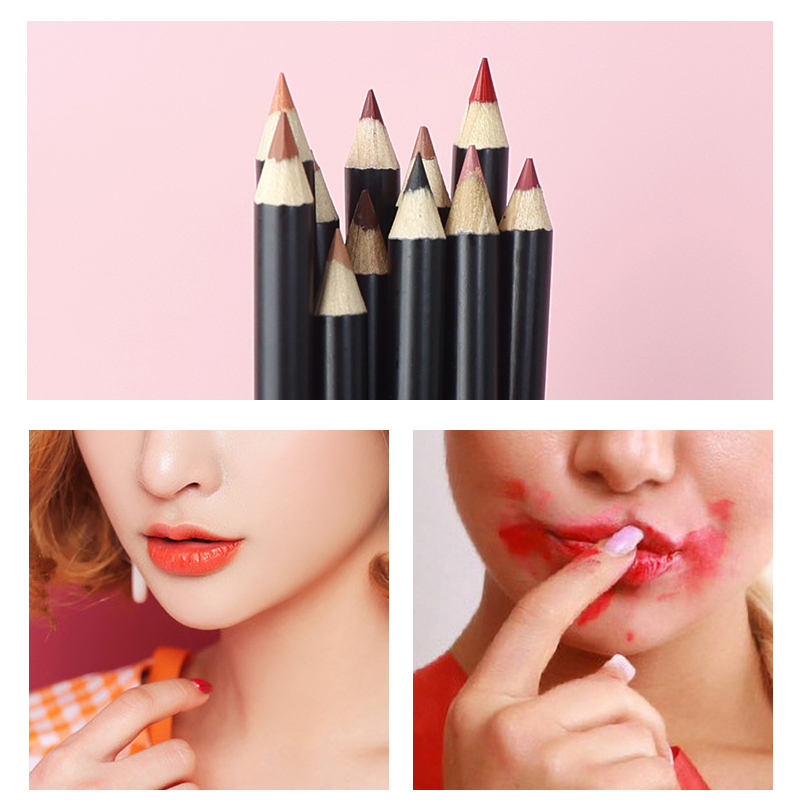 Wholesale Black Packaging Lip Liner Pencil Private Label Waterproof Vegan Custom Lip Pencil