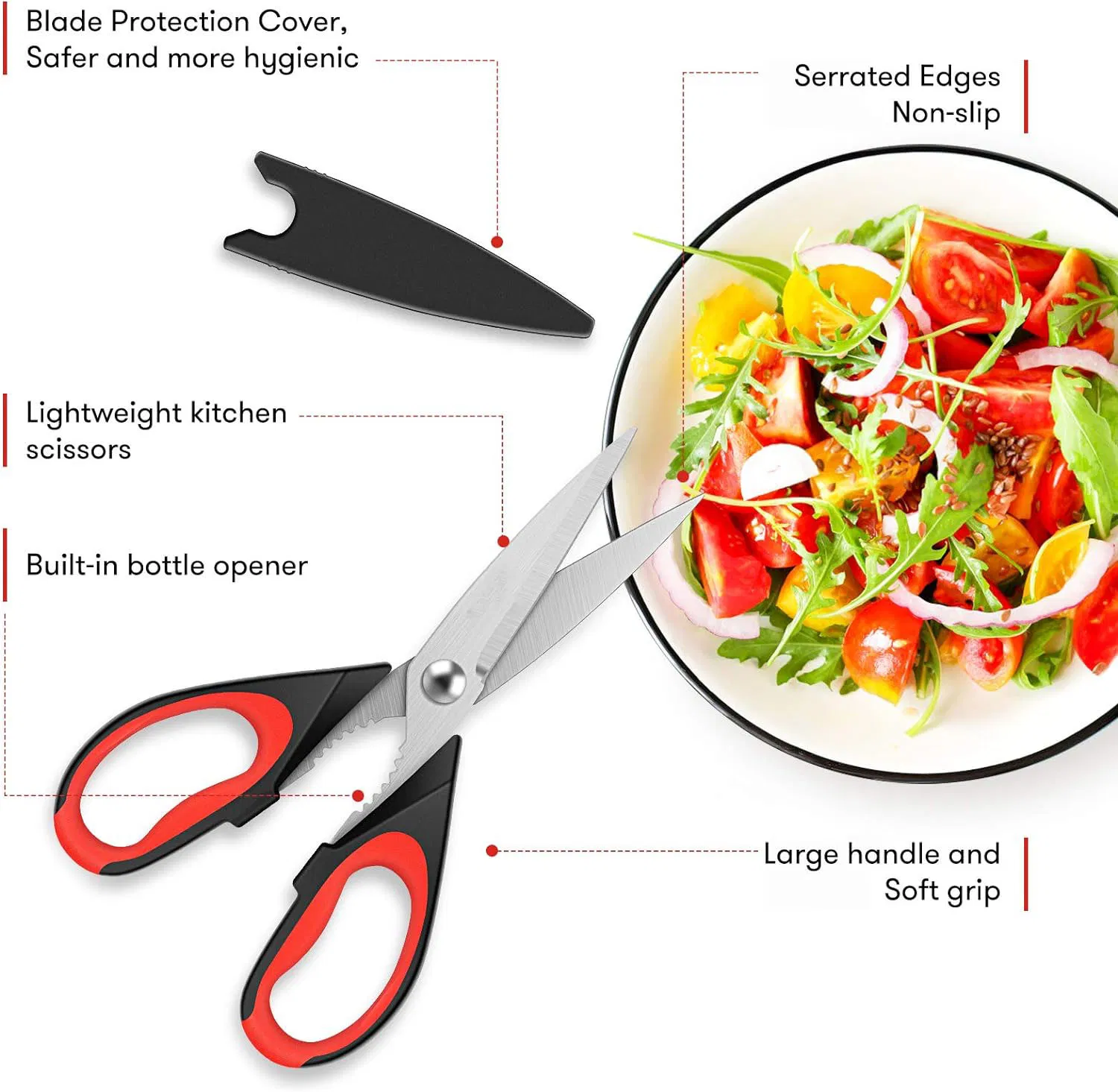 Ds-6604 Kitchen Scissors, 2 Pack All Purpose Poultry Shears Heavy Duty Dishwasher Safe, Come Apart Sharp Stainless Steel Cooking Food Scissors