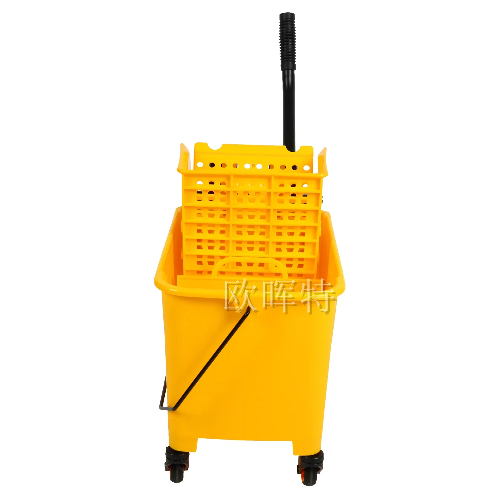 Commercial Side Press Yellow Plastic Floor Cleaning Squeeze Mop Bucket with Wringer