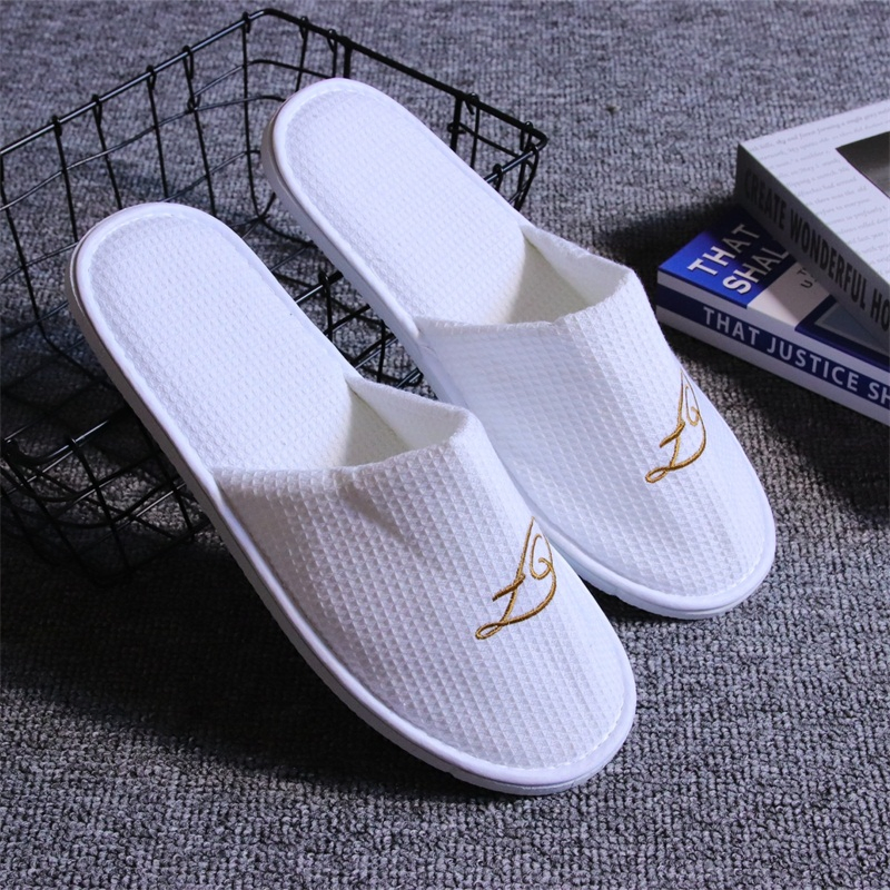 Hotel Environmentally Friendly EVA Sole Waffle Fabric Disposable Slipper Non-Slip Wear-Resistant Can Be Used for Hotel Travel Resort SPA.