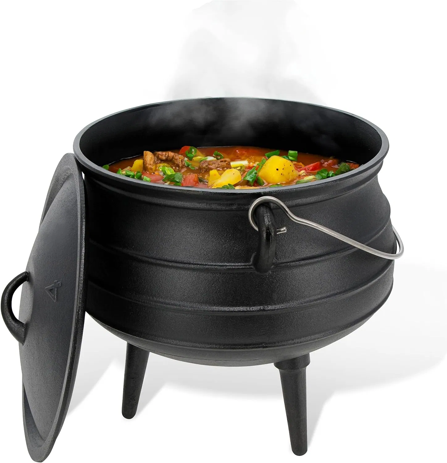 Чугунный котелок Potjie с тремя ножками для костра