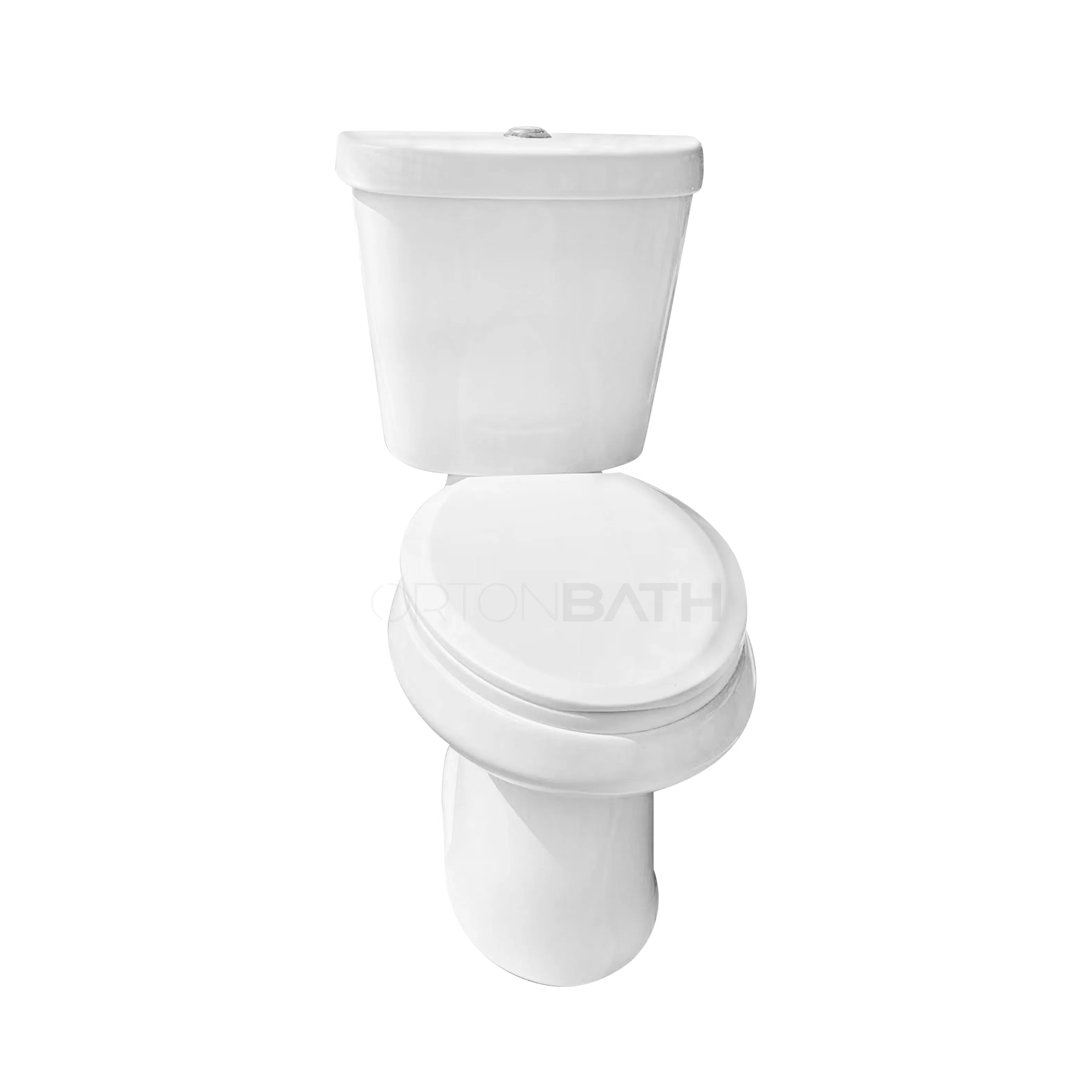 Ortonbath Siphonic Two Piece Wall Hung Toilet Quick Release Toilet Seat Economical Cheap Cupc 2PC Toilet with Round Bowl and Dual Flush Ada Toilet