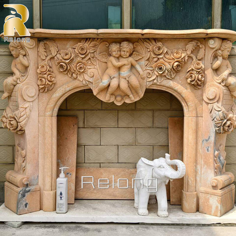 Modern Design White Marble Stone Carving Fireplace for Home Decoration