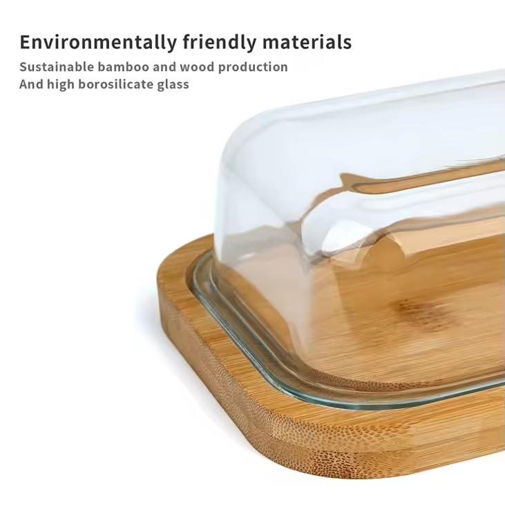 Versatile Glass Butter Dish with Eco-Friendly Bamboo Cover