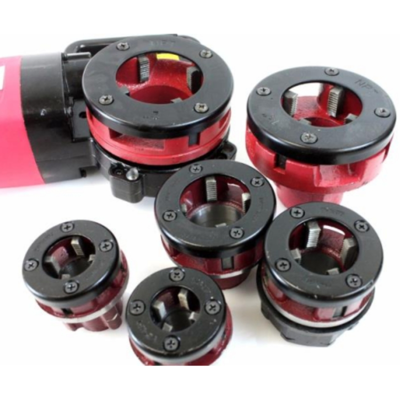 TOOLSMFG 2 in 1 Reversible Electric Pipe Threader Threading Machine w/Cutter & 6 NPT Dies