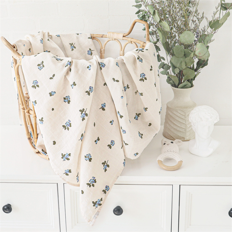 Baby Muslin Swaddle Blankets Custom Print Baby Bamboo Muslin Wrap Infant Swaddle Blanket 100% Cotton Baby Swaddle Muslin Swaddle