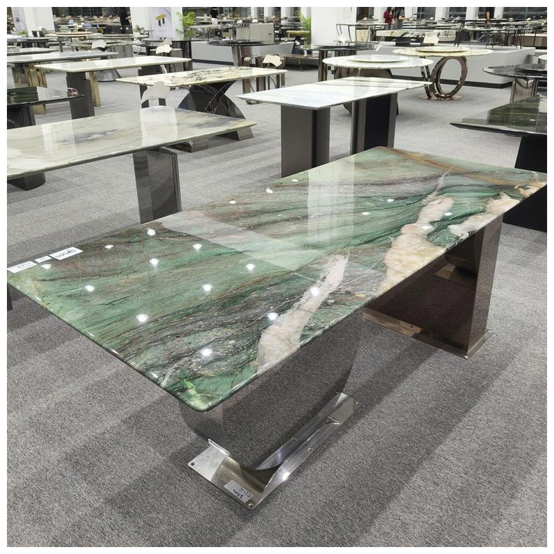 Brazilian Luxury Fuchsite Crystal Green Quartzite Rectangle Tables