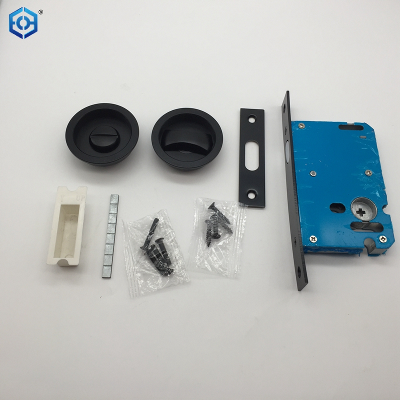 Black Round Zinc Alloy Sliding Door Lock