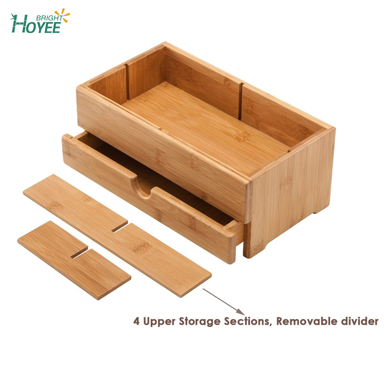 Bamboo Cosmetic Makeup Storage Organizer