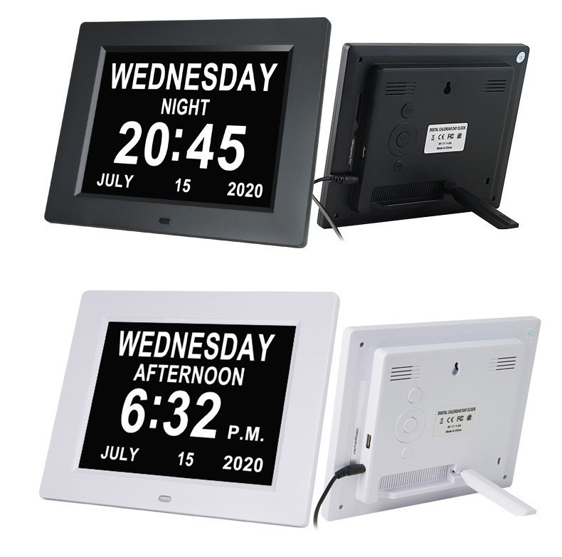 LCD Digital Clock Desktop Electronic Photo Album Calendar Elderly Medication Alarm Clock