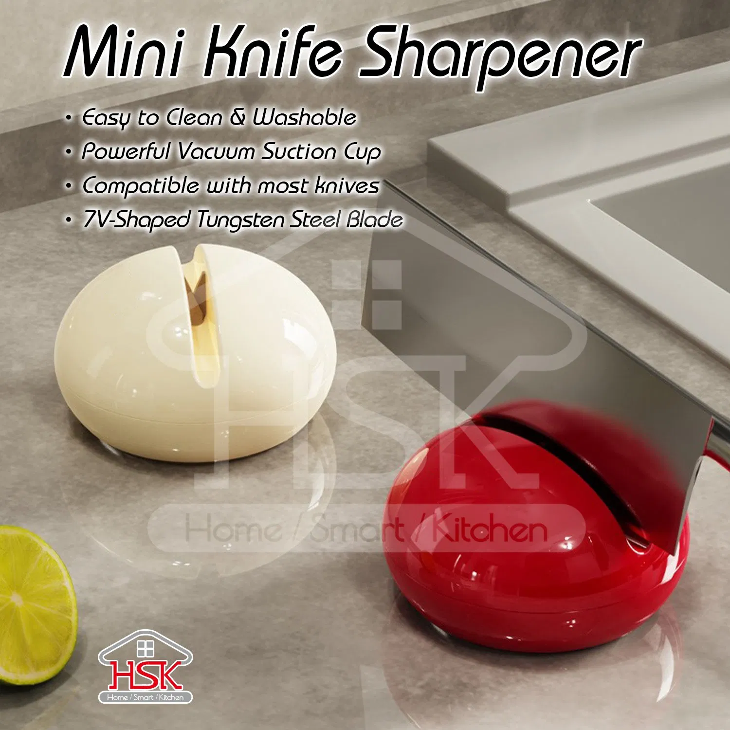 Cute Round Knife Sharpener with Suction Cup