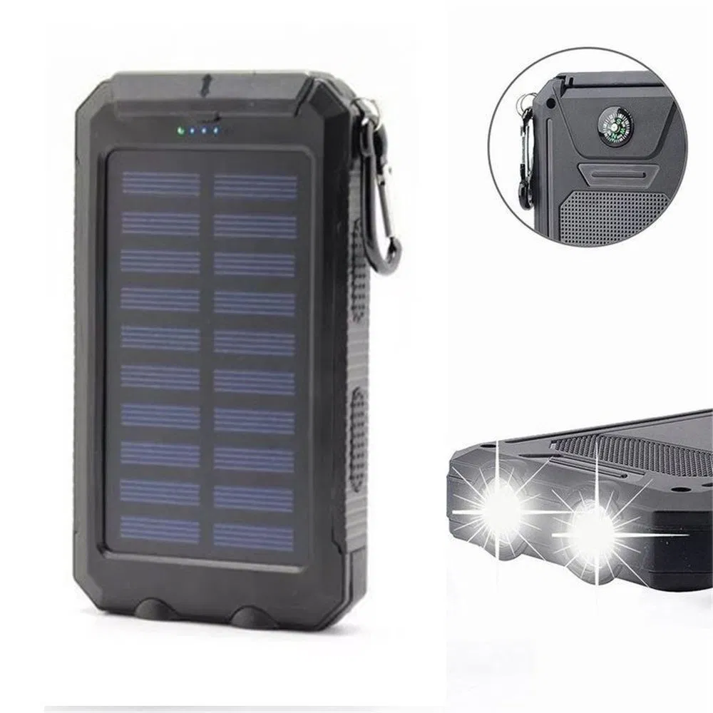 Hot Selling 20000mAh Solar Power Bank Waterproof Design Compass Mobile Charger