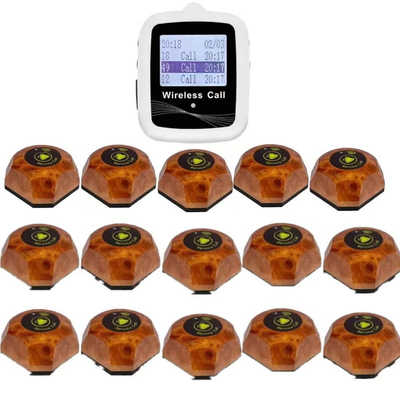 Wireless Pager Calling System Waiter Watch 15 Call Buttons Restaurant