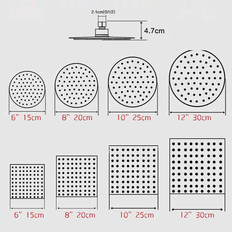 SUS304 Stainless Steel Simple Set 10inch Square Ultra Thin Mounted Brass Overhead Spray Shower Head Set