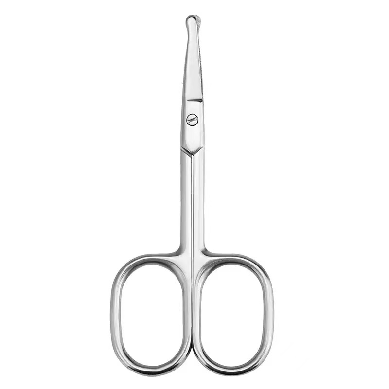 Cross Border Stainless Steel Makeup Nose Curved Tip Sharp Type Eyebrow Scissors