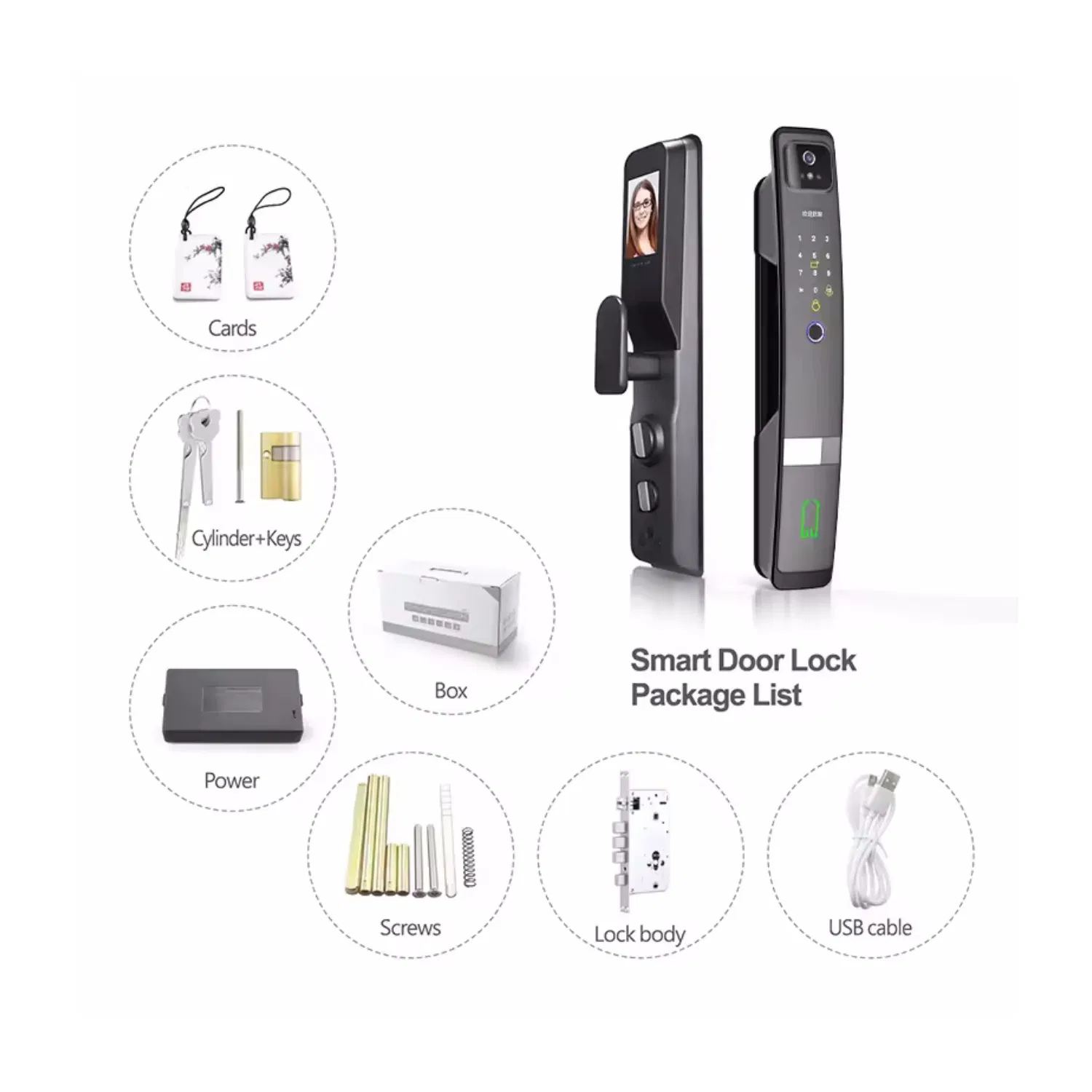 3D Face Recognition Fingerprint Smart Door Lock with 14-Language Biometric