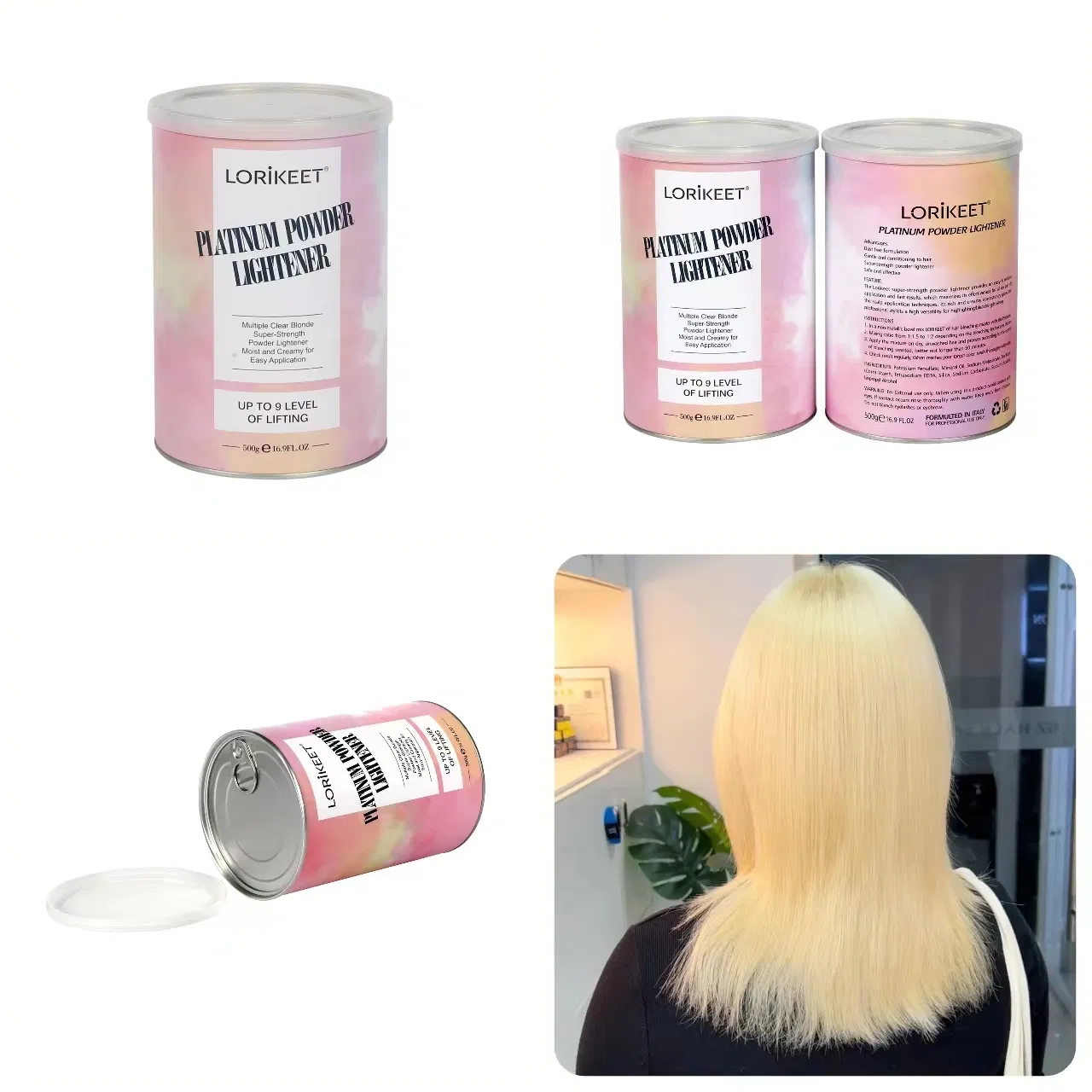 Free Samples Hair Bleaching Color Powder Lift up to Level 9/10/11 Lightening