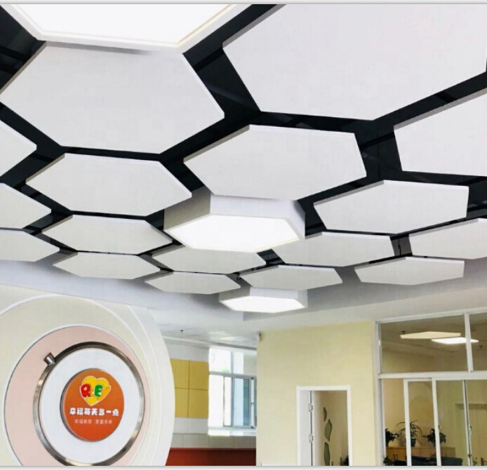 Soundproof Building Materials Hexagon Fiberglass Acoustic Panel with Nrc 0.9 Soundproof