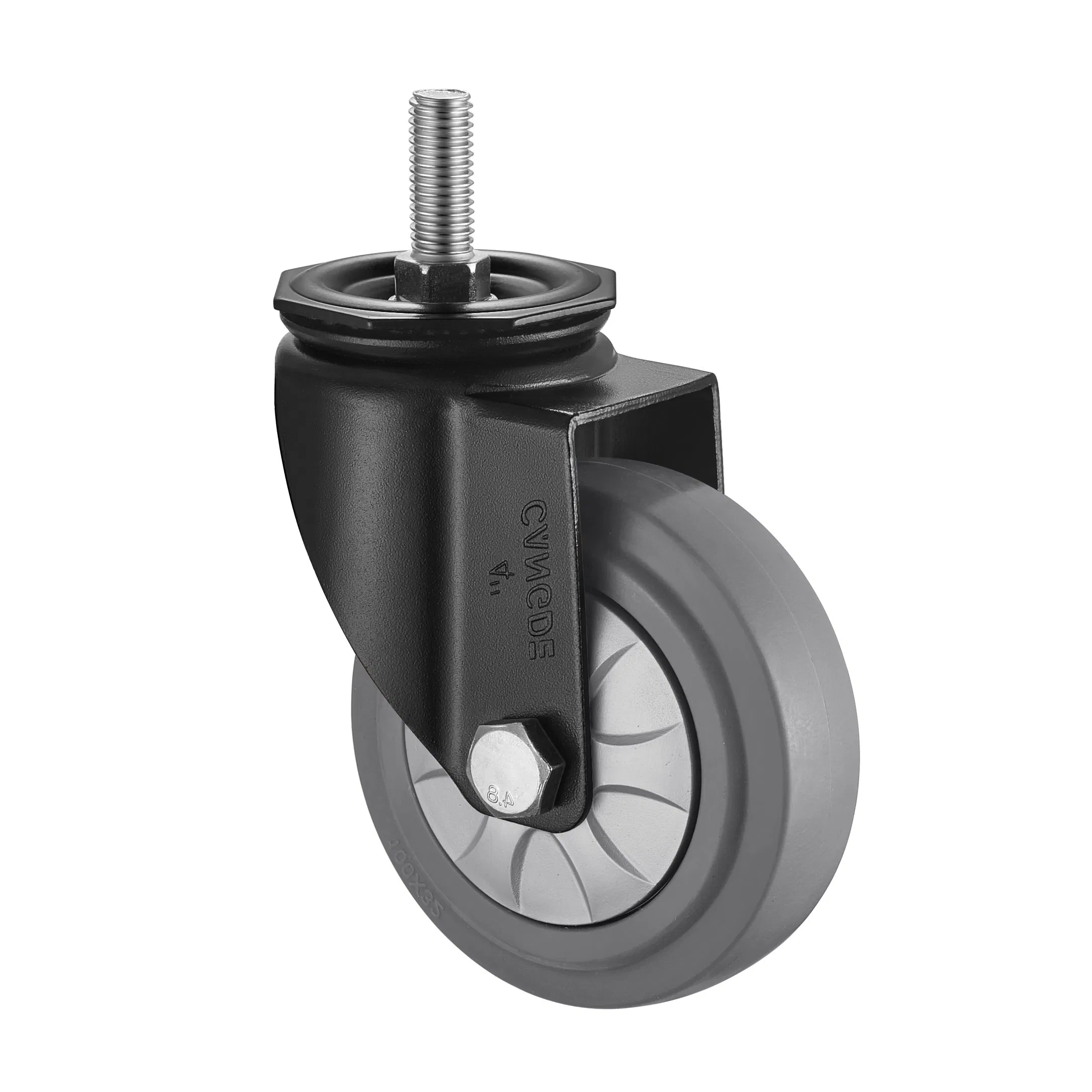 Medium Duty Caster with Total Brake & Grey TPR Rubber Wheels