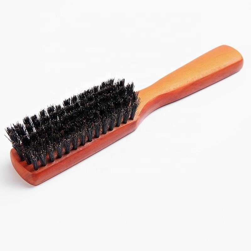 Hot Selling Custom Logo Pure Boar Bristle Long Wooden Handle Beard Brush for Men